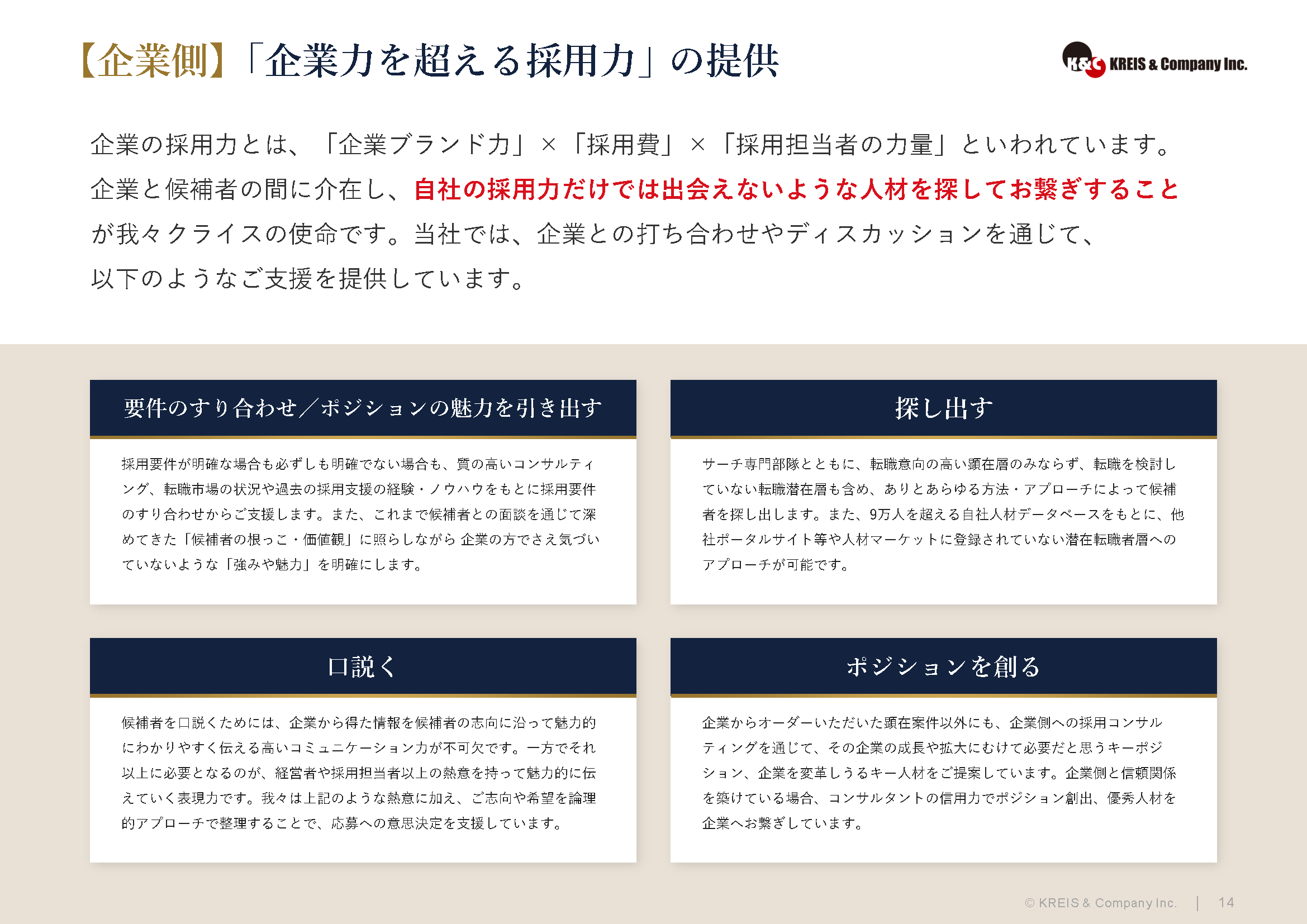 【企業側】｢企業力を超える採用力｣ の提供